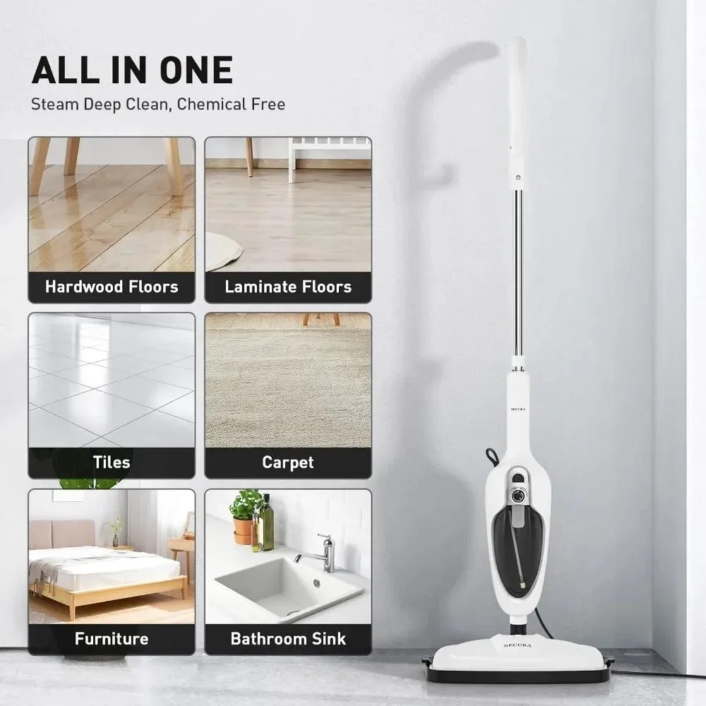 10-in-1 Steam Mop Detachable Steam Cleaner with 3 Microfiber Mop Pads – Multifunctional Floor Steamer