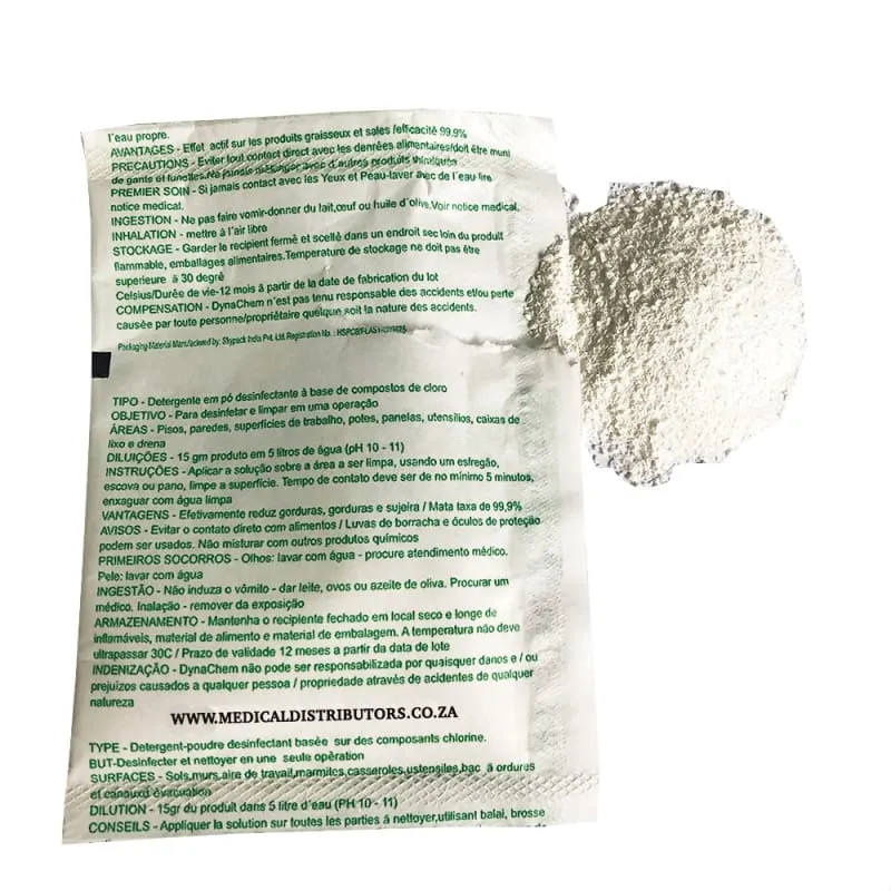 10 PACK | 15 Gram Chlorine Disinfectant Cleaner Powder With Detergents & Corrosion Inhibitors (15g Makes 5L Of Disinfectant)