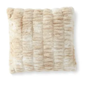 24 Inch Cream & Tan Ribbed Faux Fur Pillow