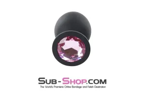 2734M      Large Black Silicone Anal Plug with Fuchsia Crystal - LAST CHANCE - Final Closeout!