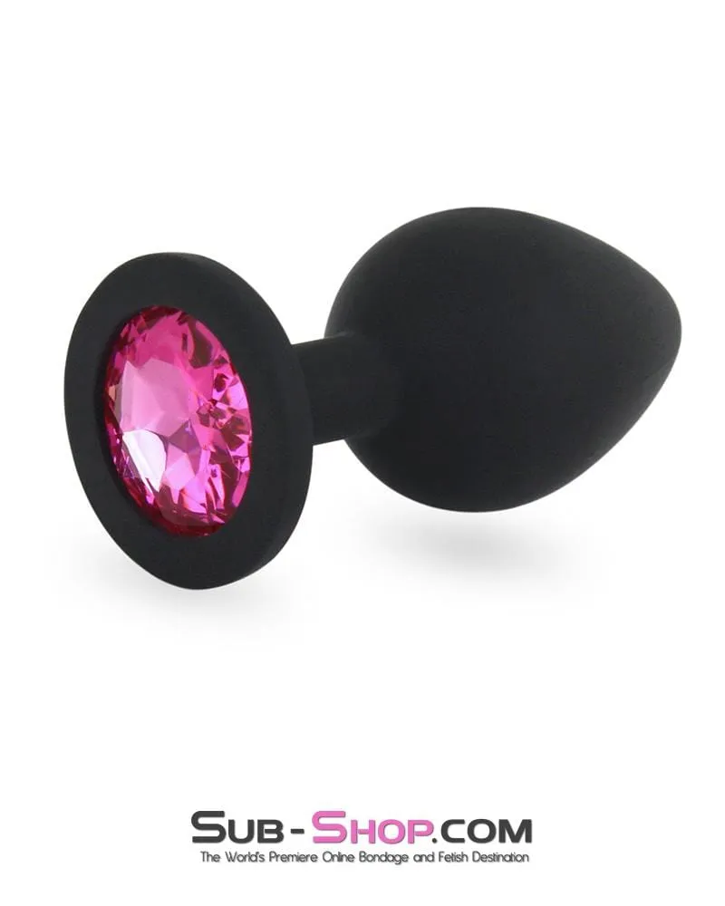 3447M      Small Silicone Butt Plug with Sex Bomb Pink Gem