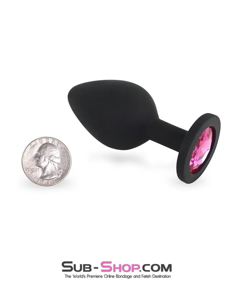 3447M      Small Silicone Butt Plug with Sex Bomb Pink Gem