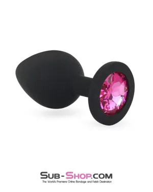 3447M      Small Silicone Butt Plug with Sex Bomb Pink Gem