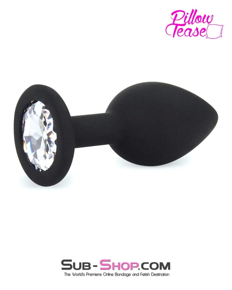 8868E      Small Silicone Butt Plug with Clear Gem Base - LAST CHANCE - Final Closeout!