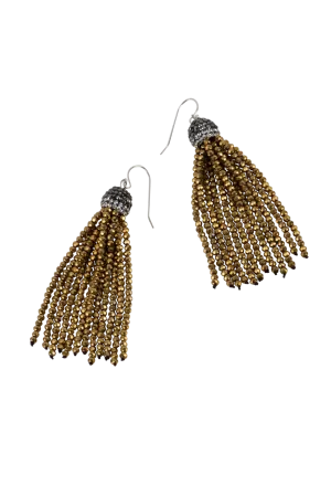 Ann Vlach Large Crystal Tassel Earrings
