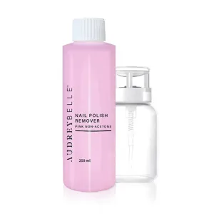 Audrey Belle Nail Polish Remover Pink Non Acetone 250ML & Dispenser Bottle Kit