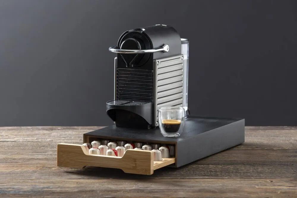 Bamboo Coffee Pod Holder Drawer Black