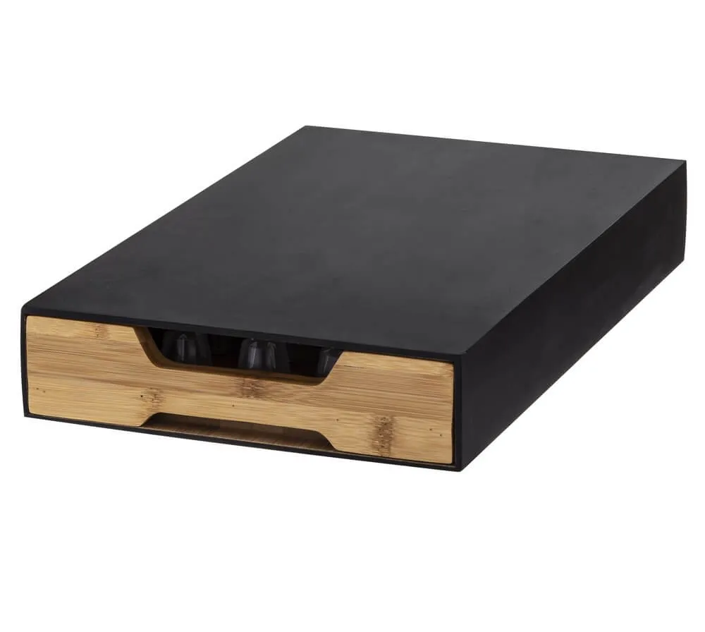 Bamboo Coffee Pod Holder Drawer Black