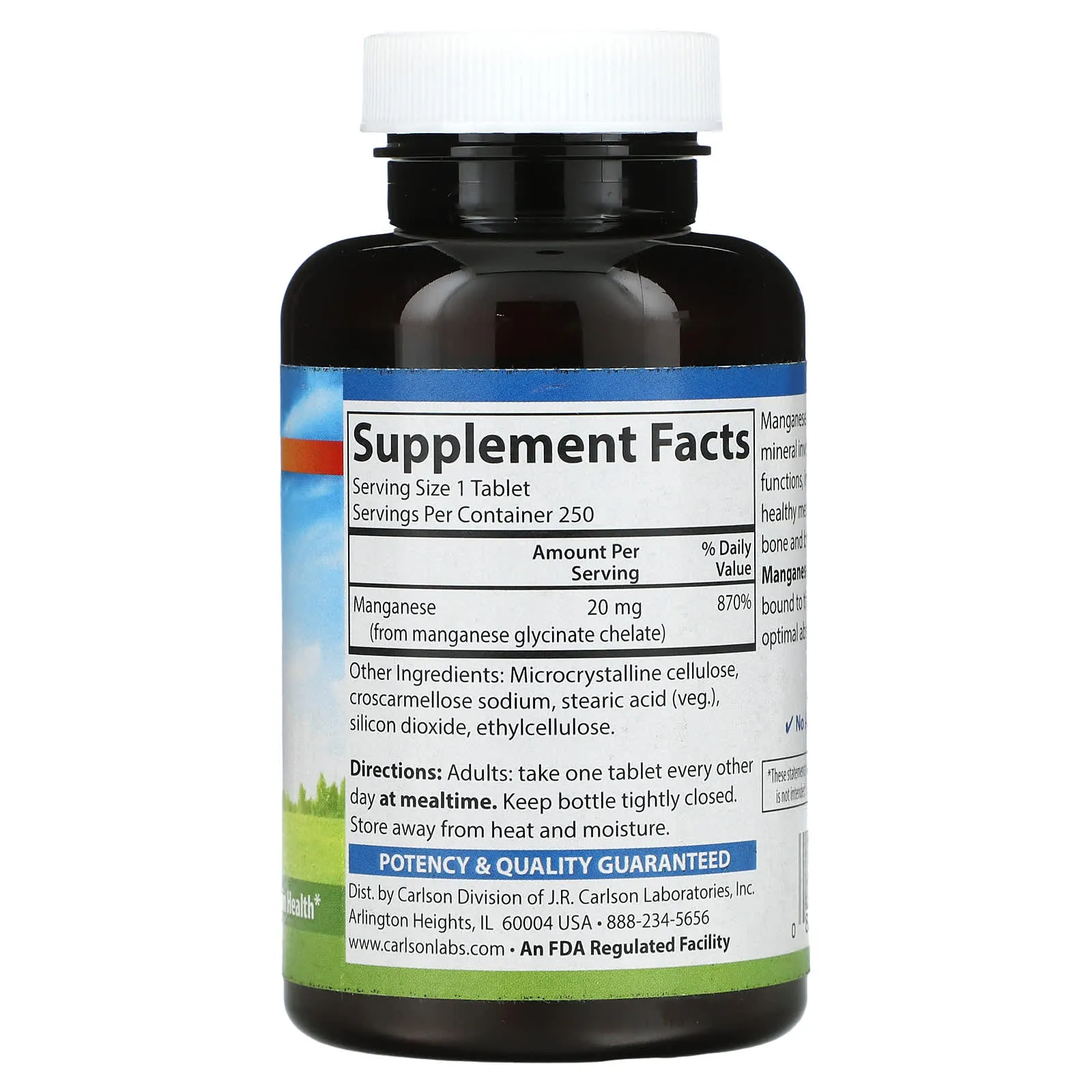 Carlson Labs, Chelated Manganese, 250 Tablets