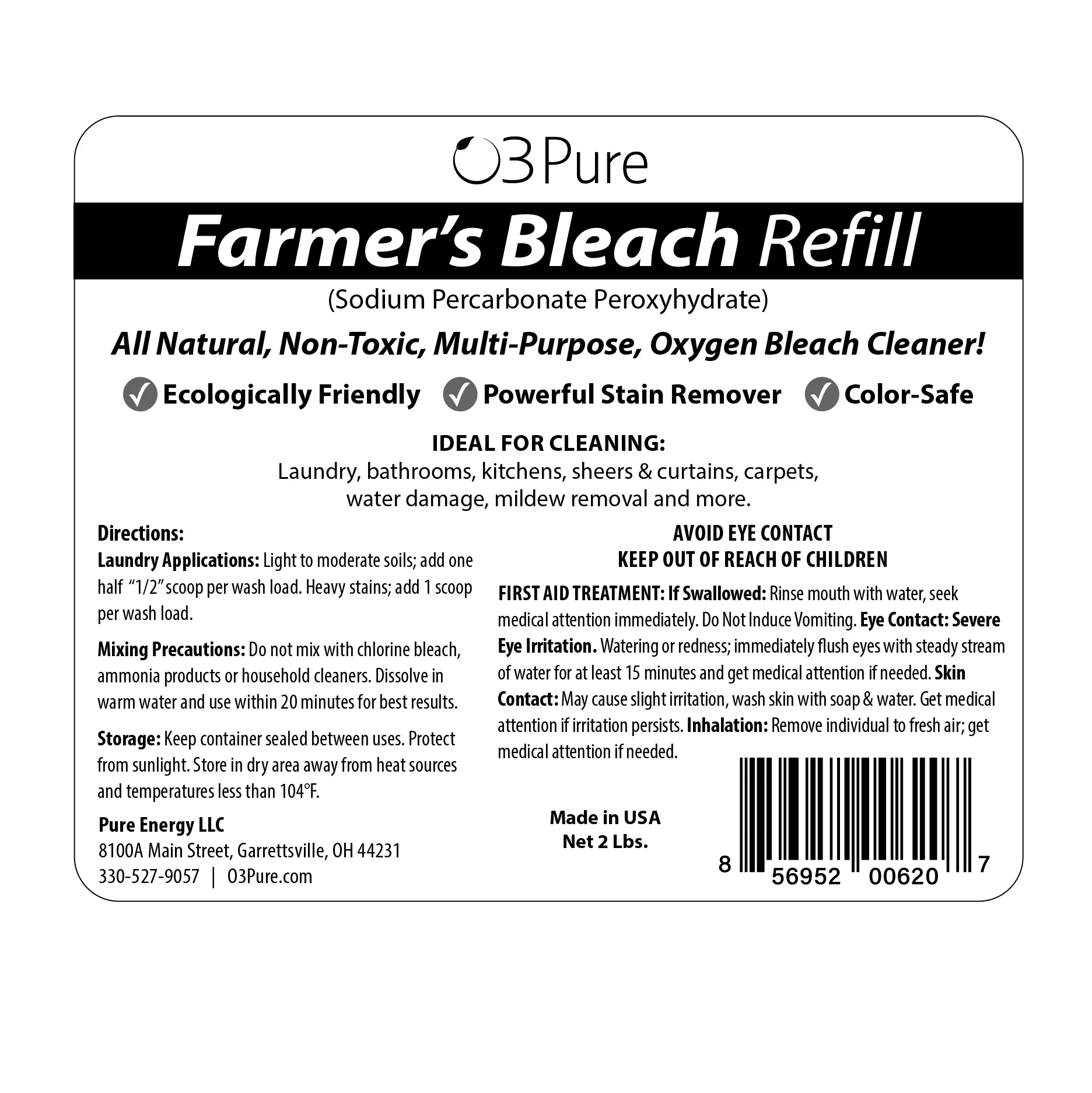 Color Safe Farmers Bleach Soap 2lb Refill