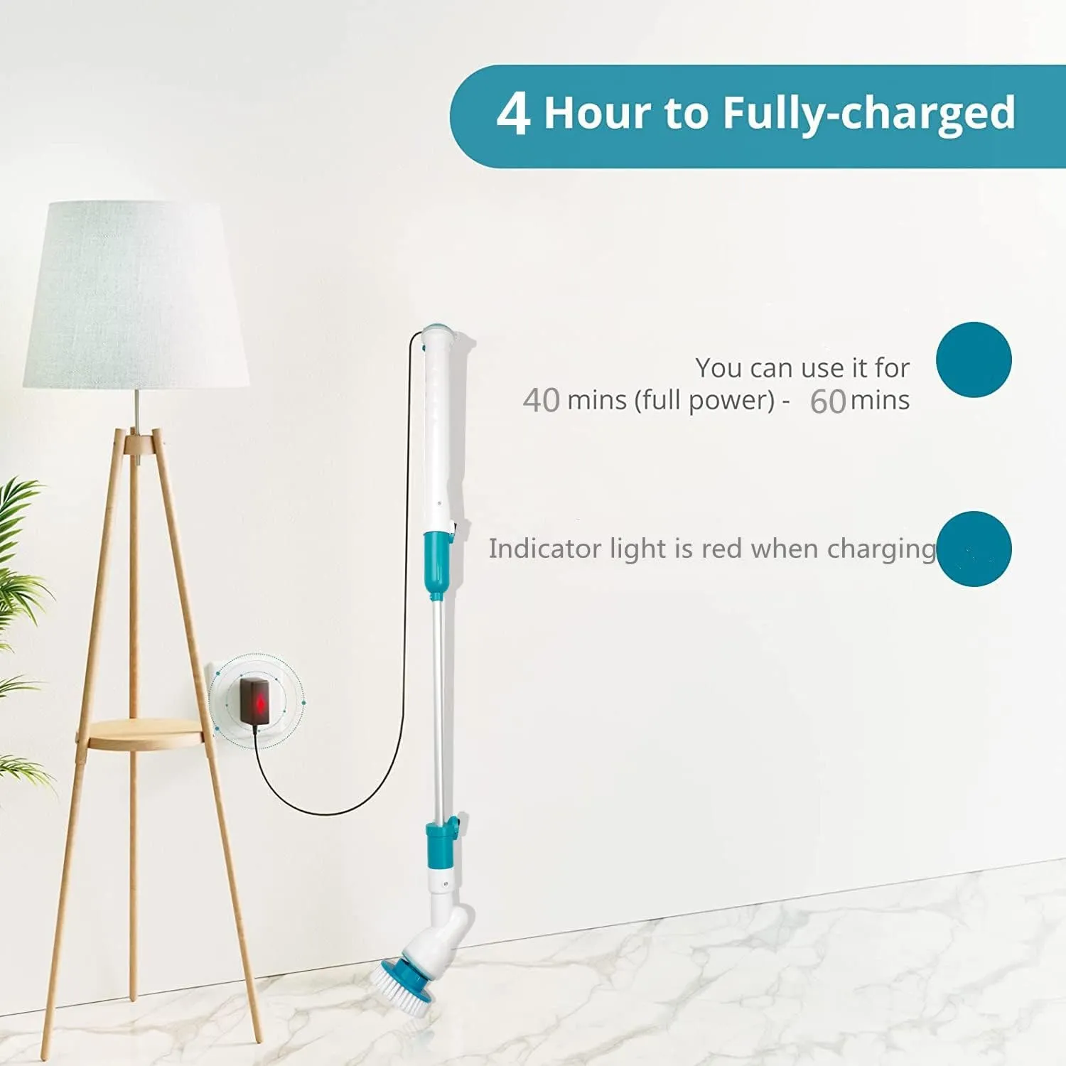 Electric Spin Scrubber, 8.7V 2000mAh Electric Shower Cleaner with 3 Brush Heads and 1 Extendable Arm