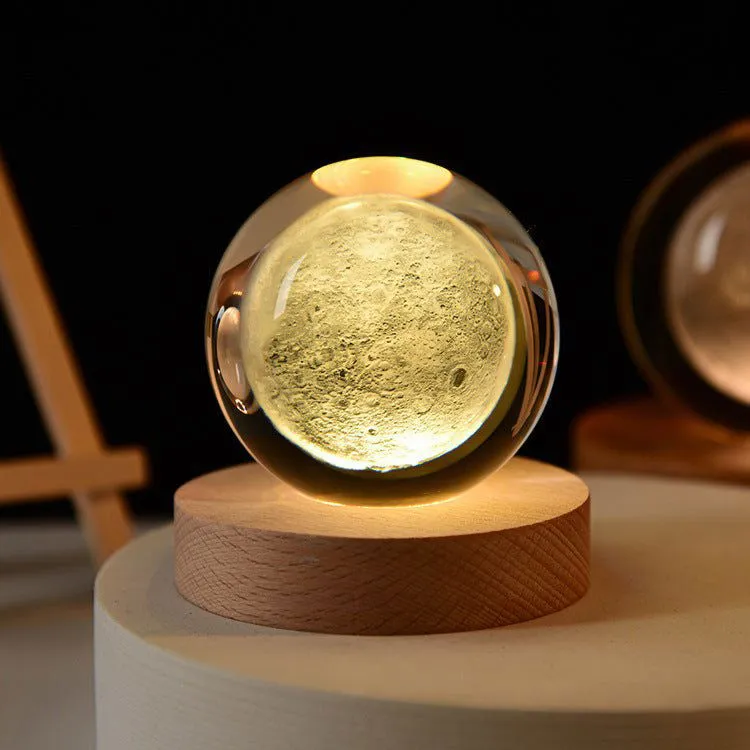 Enchanted Astronaut Crystal Night Light - 3D LED Touch Switch Engraved Sphere