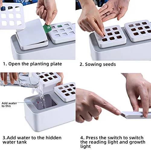 FDYD Smart Indoor Garden Hydroponic Indoor Herb Garden Kit - Multispectrum LED Desktop Growing Lamp