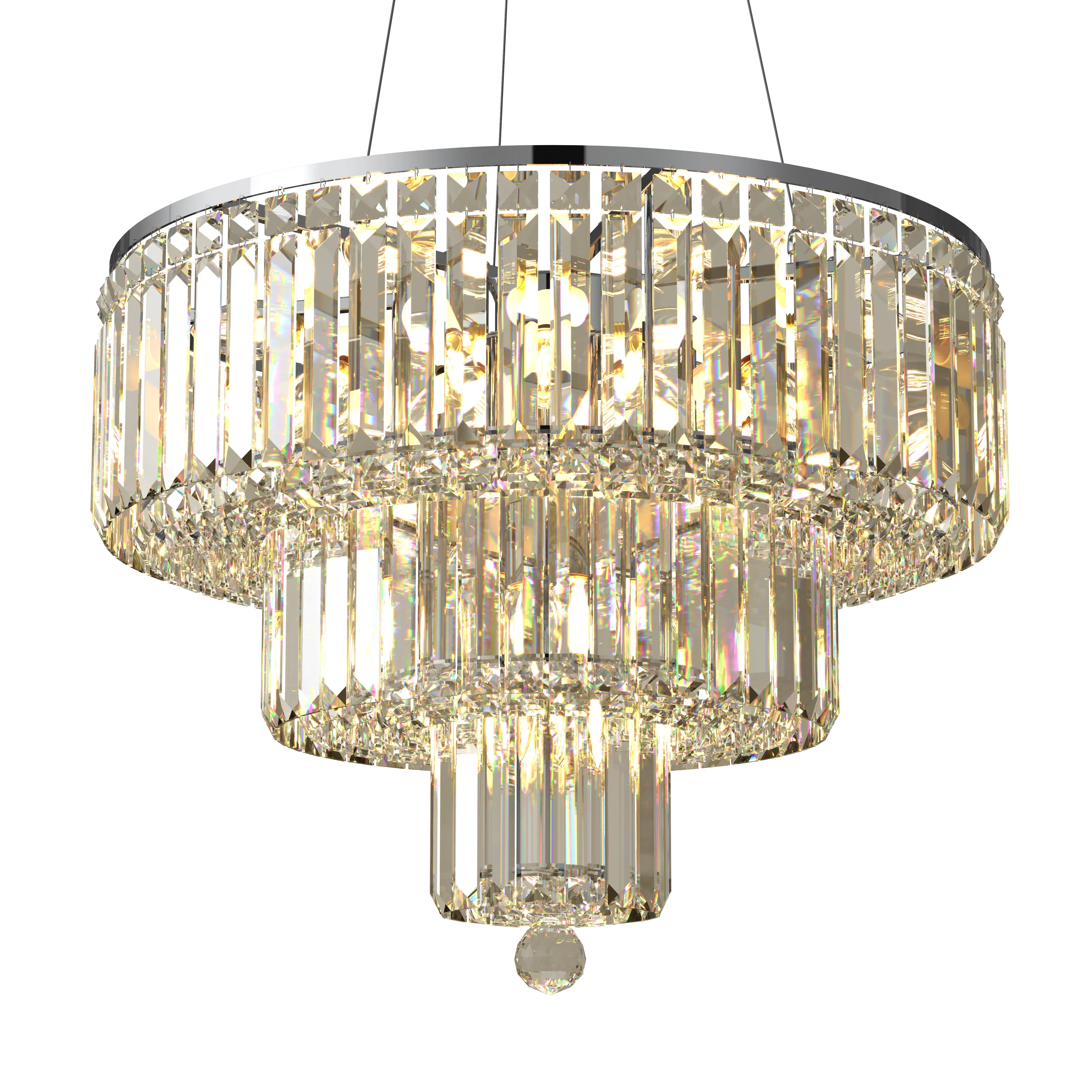 FIZAR K9 Large Contemporary Modern Crystal Chandelier Raindop Round Light Fixture E14 base