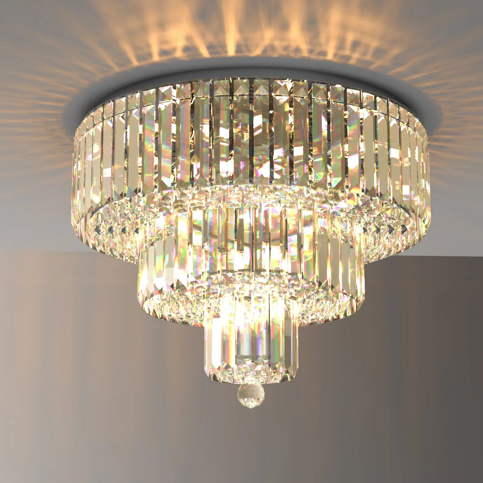FIZAR K9 Large Contemporary Modern Crystal Chandelier Raindop Round Light Fixture E14 base