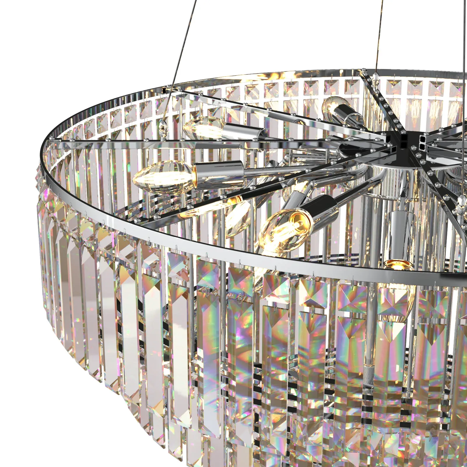 FIZAR K9 Large Contemporary Modern Crystal Chandelier Raindop Round Light Fixture E14 base