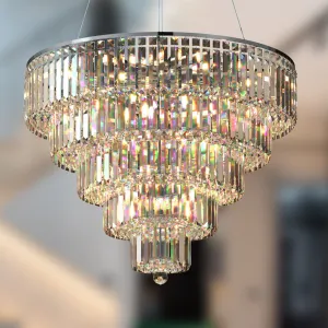 FIZAR K9 Large Contemporary Modern Crystal Chandelier Raindop Round Light Fixture E14 base