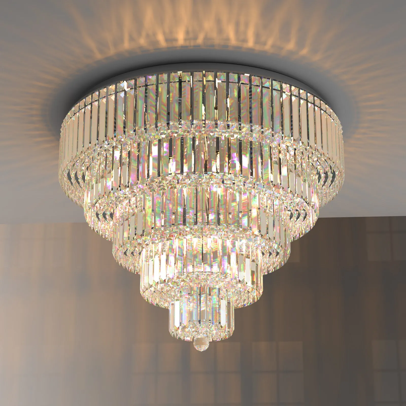 FIZAR K9 Large Contemporary Modern Crystal Chandelier Raindop Round Light Fixture E14 base