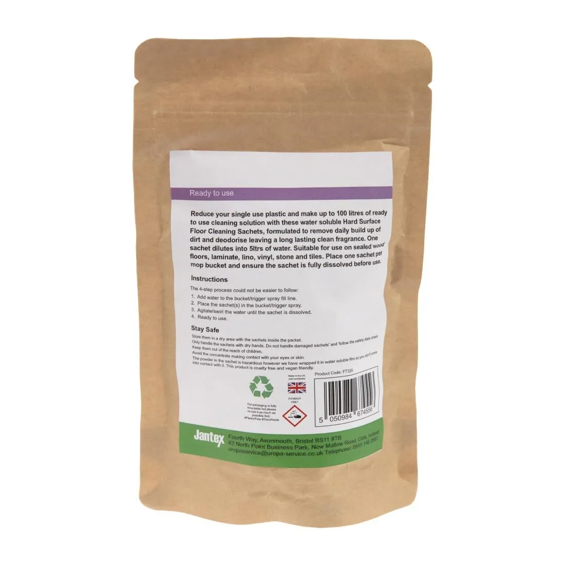 FT325 Jantex Green Hard Surface Floor Cleaner Sachets (Pack of 20)