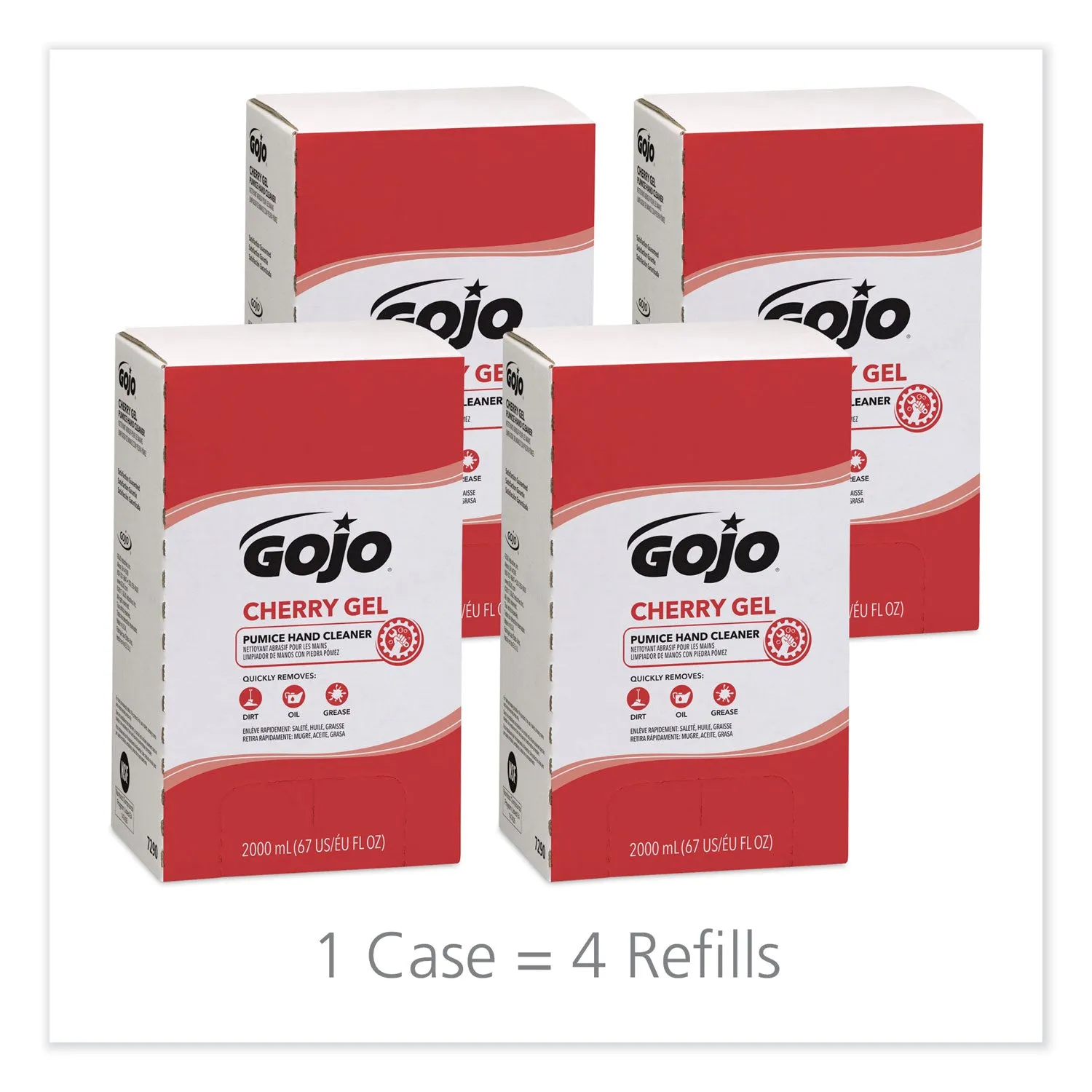 GOJO Cherry Gel Pumice Hand Cleaner, 2000 Ml Refill, 4/Carton - GOJ729004