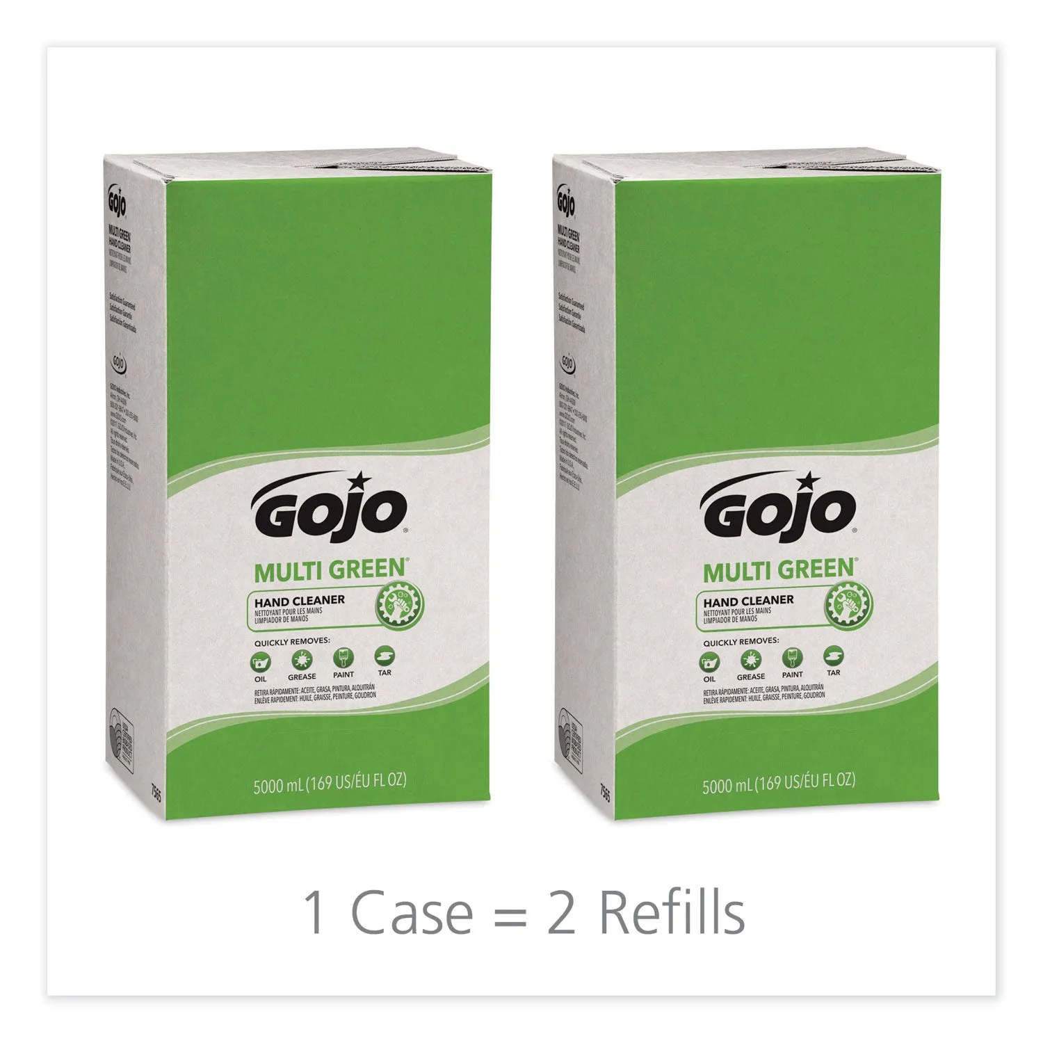 GOJO Multi Green Hand Cleaner Refill, 5000Ml, Citrus Scent, Green, 2/Carton - GOJ7565