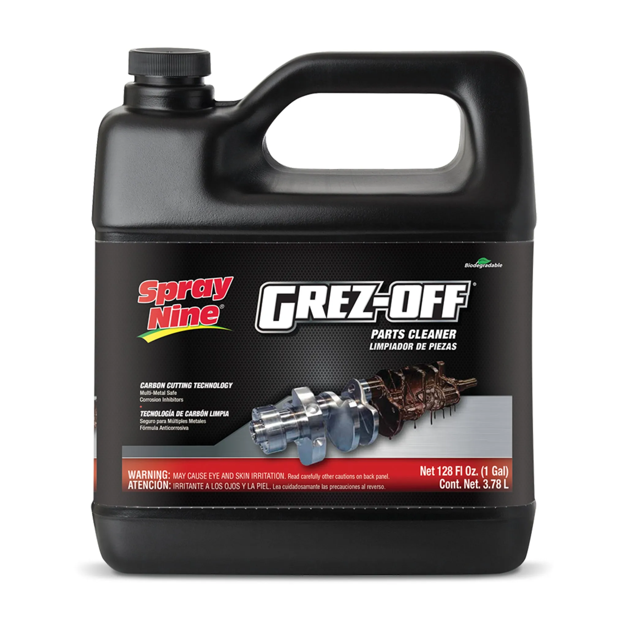 GREZ-OFF® Professional Strength Parts Cleaner Degreaser | Grease-Busting Power for Engines, Tools, Machinery, and Equipment | Biodegradable Formula