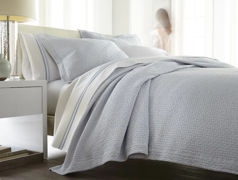 Juliet Barely Blue Matelassé Coverlets by Peacock Alley