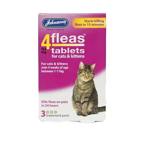JVP 4 Fleas Tablets for Dogs and Cats (3 Tabs)