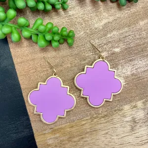 Lilac & Gold Tile Shape Earring