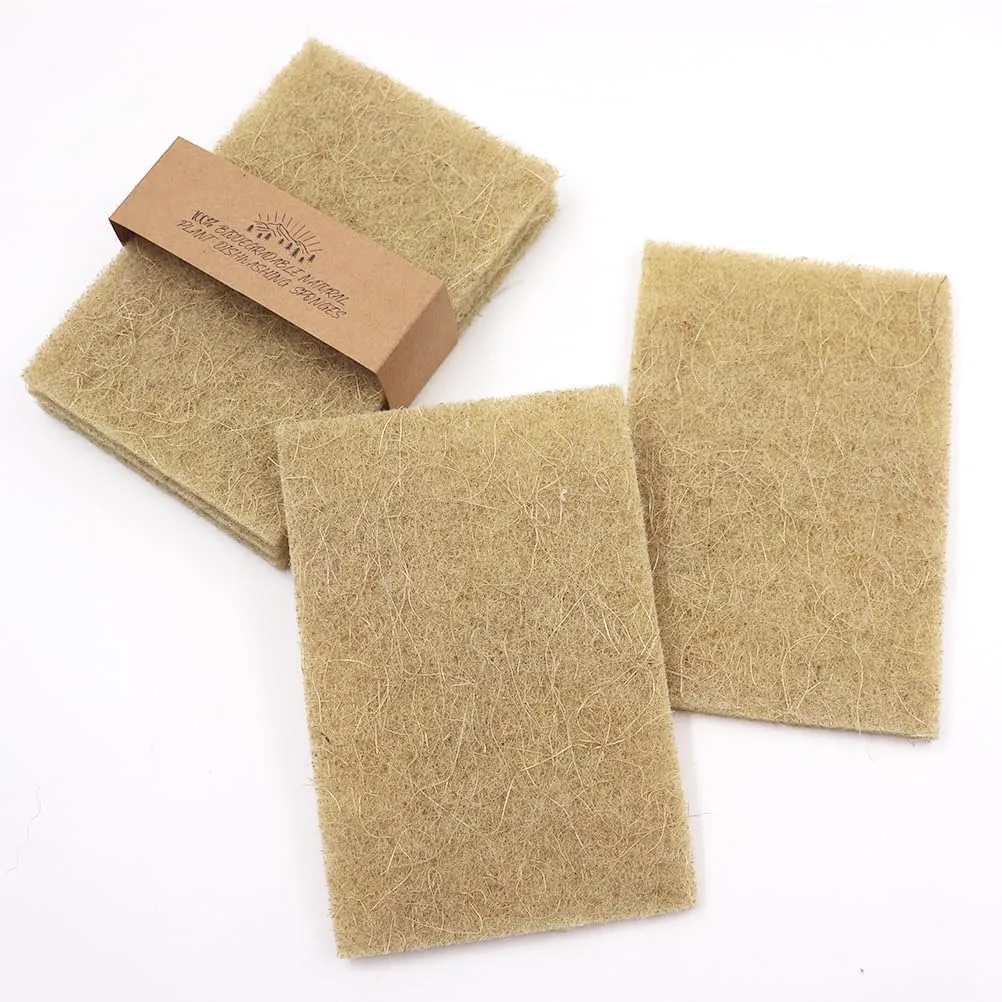 Natural Scouring Pads 10 Pack- Dish Scrubber Non-Scratch Sisal Cleaning Scrub Pads, Eco-Friendly Glass Coconut Fiber Kitchen Scrubbers for Pans and Pots, Compostable, Biodegradable (10 Pack)