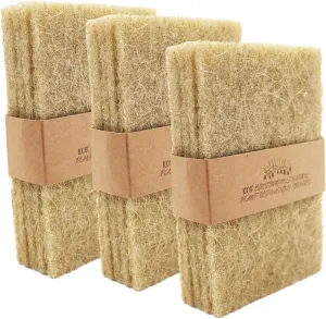 Natural Scouring Pads 10 Pack- Dish Scrubber Non-Scratch Sisal Cleaning Scrub Pads, Eco-Friendly Glass Coconut Fiber Kitchen Scrubbers for Pans and Pots, Compostable, Biodegradable (10 Pack)