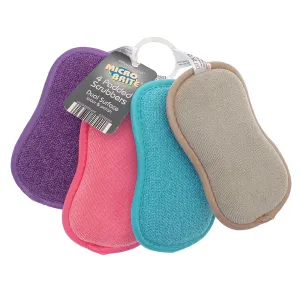 Pack Of 4 Padded Scrubbers On Ring Dual Surface Scour Polish