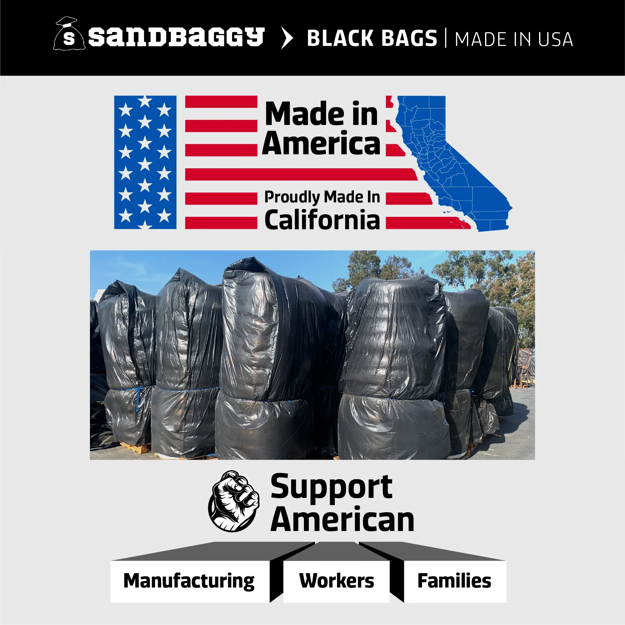 Sandbaggy Black Pallet Covers | Made in USA | Fits Large Pallets Up to 55" x 55" x 75" | Built w/ UV | 1.5 Mil or 3 Mil Thick
