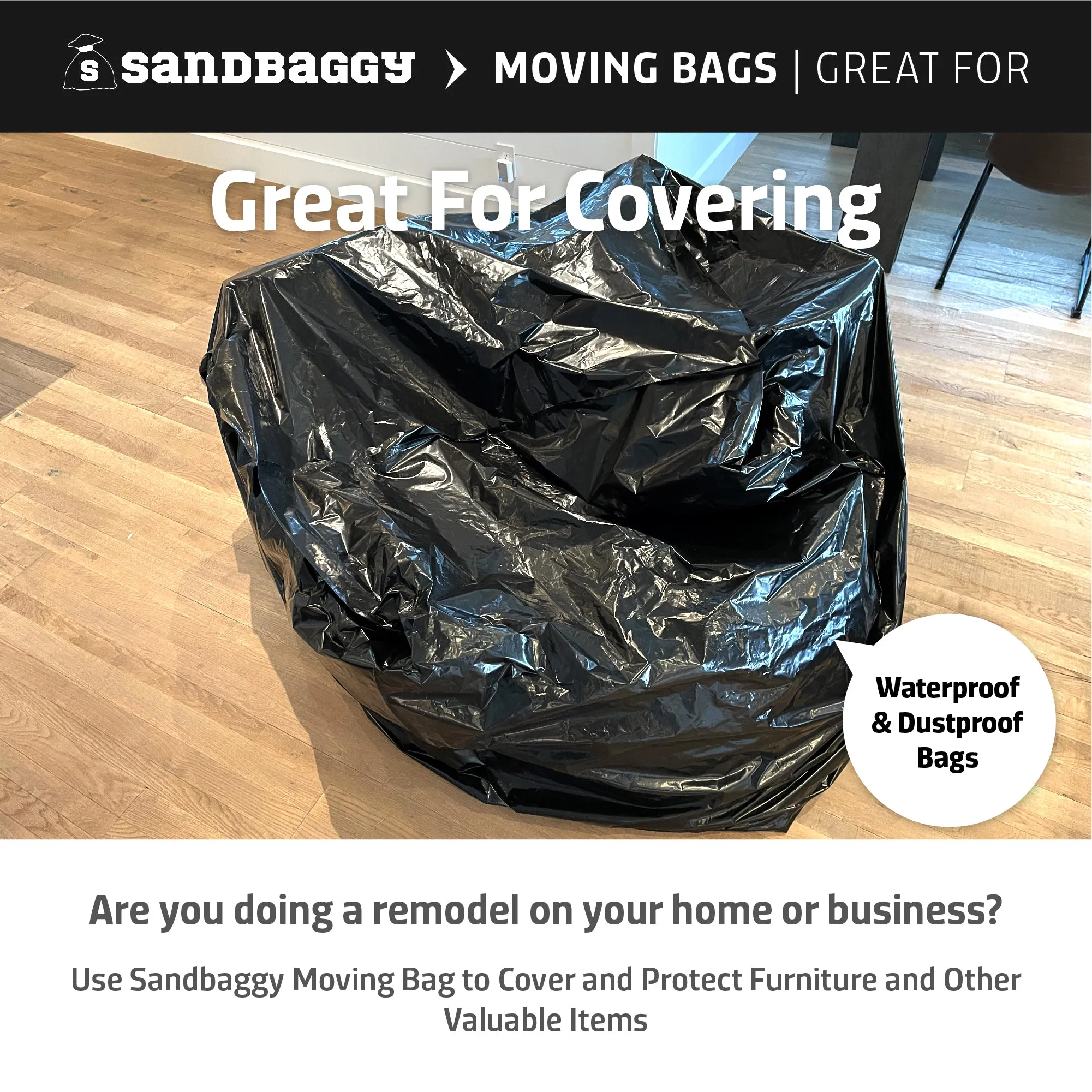 Sandbaggy Black Pallet Covers | Made in USA | Fits Large Pallets Up to 55" x 55" x 75" | Built w/ UV | 1.5 Mil or 3 Mil Thick