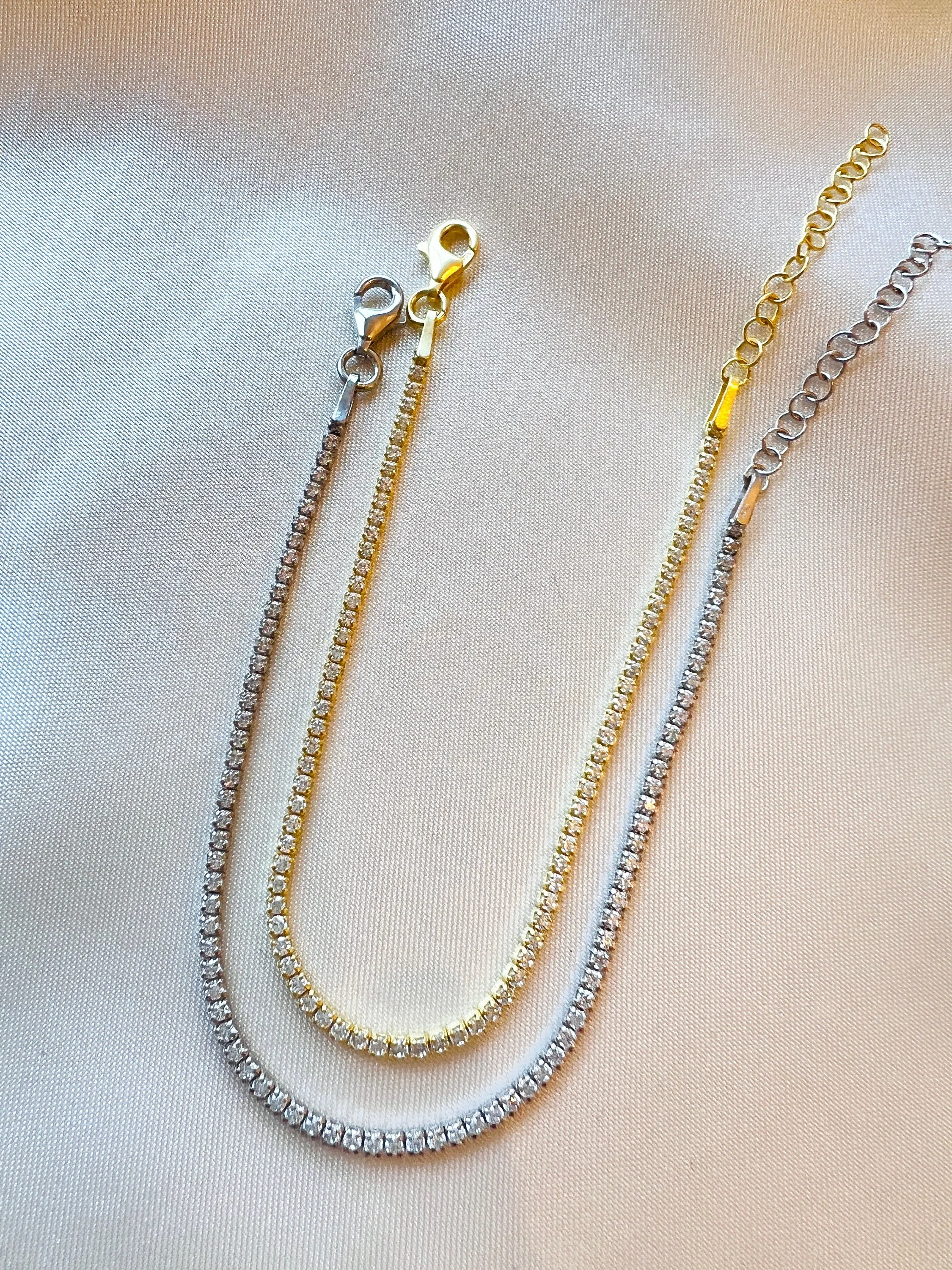 Silver Tennis Bracelet| Cz Diamond Tennis Bracelet in Gold| Dainty Bracelet| Minimalist Wedding Bracelet| Bracelet for Women | Gift for Her