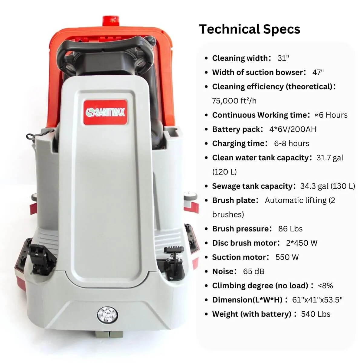 SM860 34" Ride-On Floor Scrubber Dryer Machine
