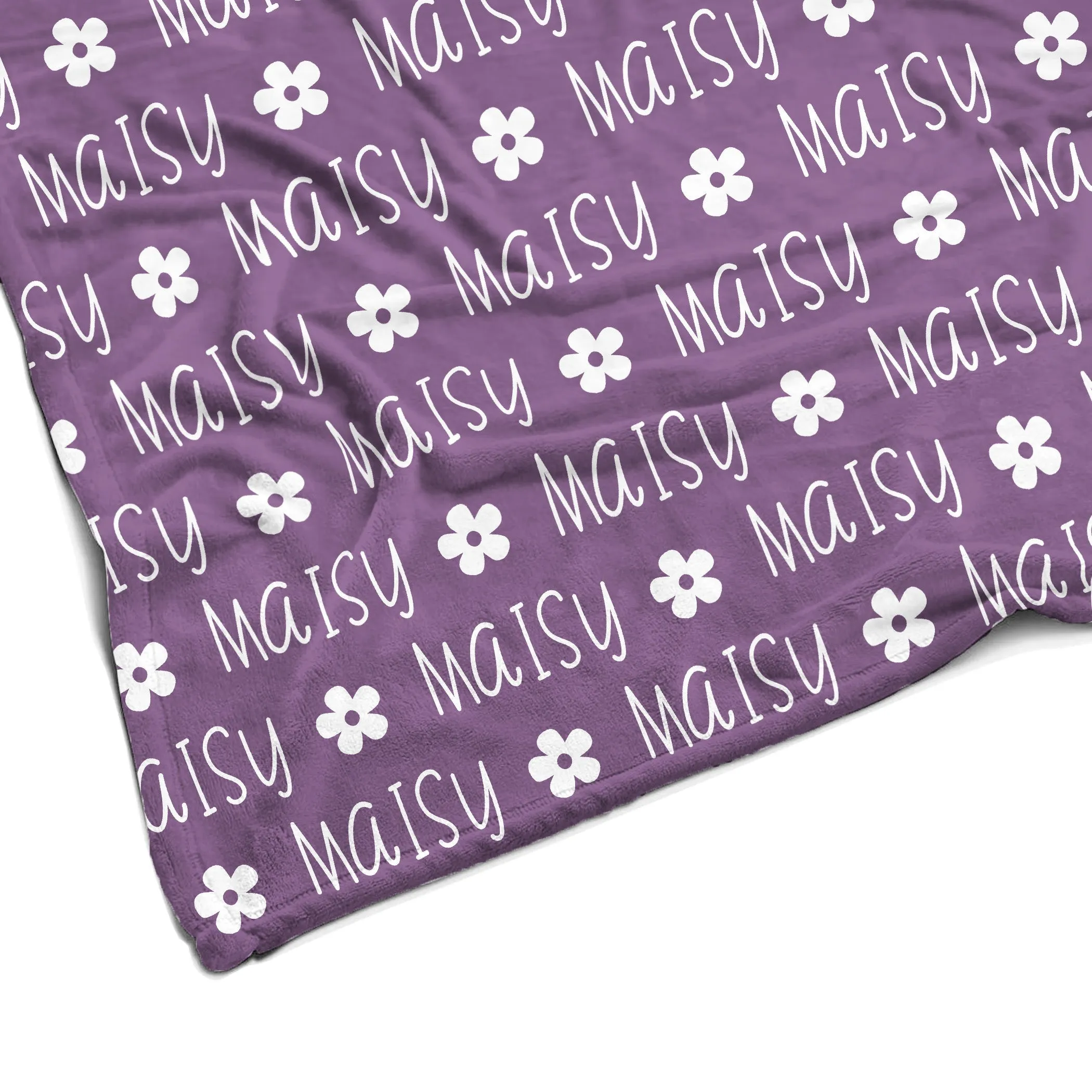 Sugar   Maple Plush Minky Fleece Personalized Blanket | Flower Icon Repeating Name