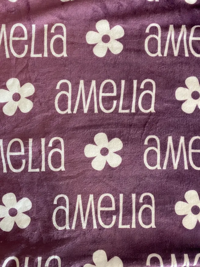 Sugar   Maple Plush Minky Fleece Personalized Blanket | Flower Icon Repeating Name