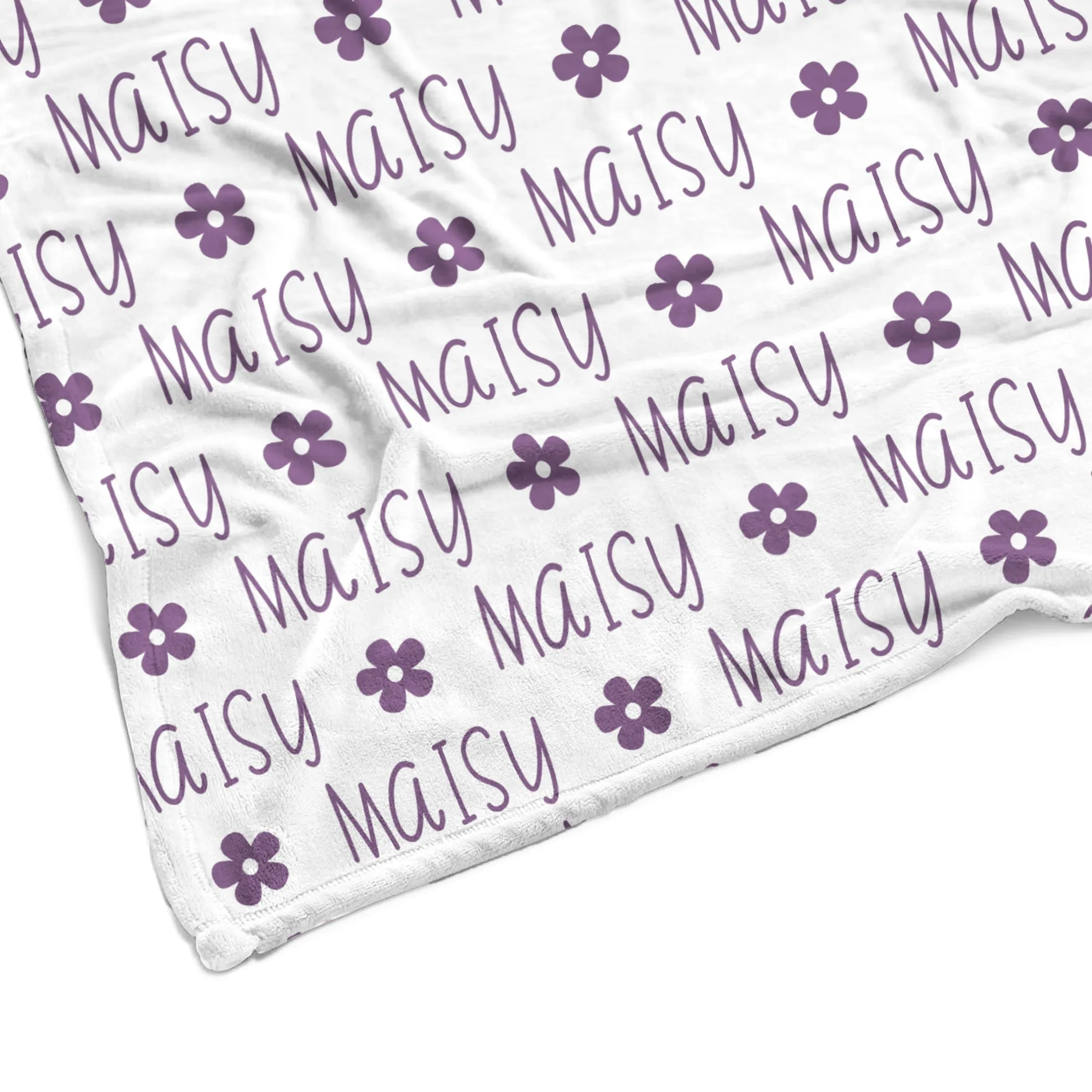 Sugar   Maple Plush Minky Fleece Personalized Blanket | Flower Icon Repeating Name