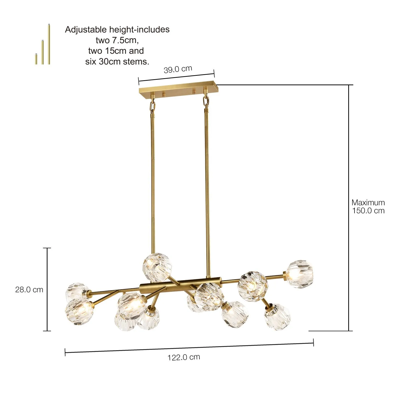 TULIM 12-Light Crystal Chandelier Aged Brass G9
