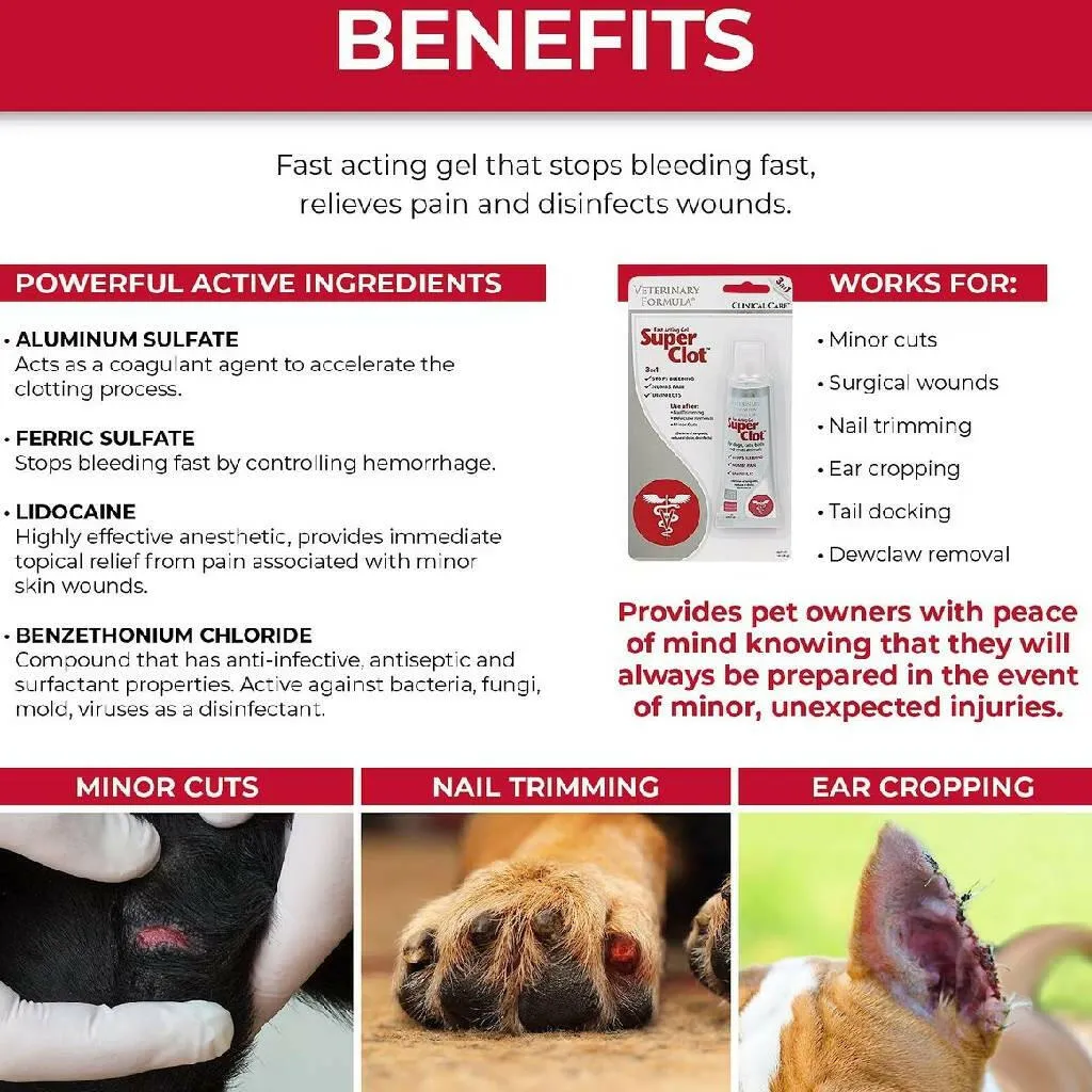 Veterinary Formula Clinical Care Fast Acting Super Clot Gel For Dogs & Cats (1 oz)